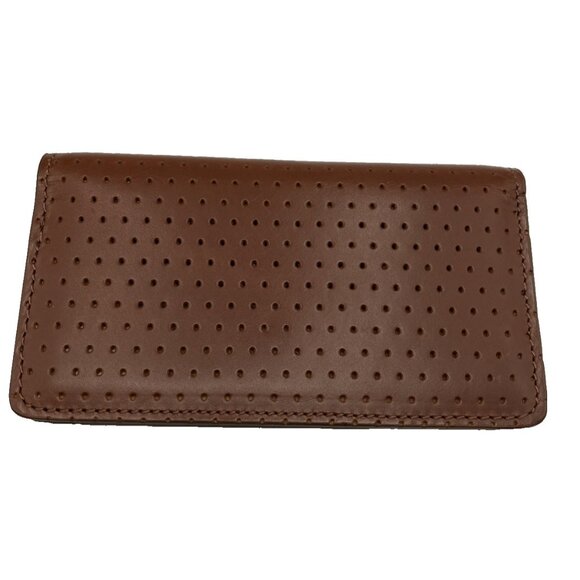 NWT 5 1/4 X 3 Fred Perry Bifold Perforated Brown Snap Wallet - Picture 5 of 6